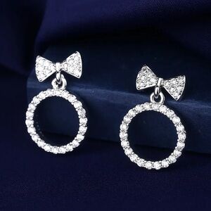 Sterling Silver Cubic Zirconia Bow Earrings